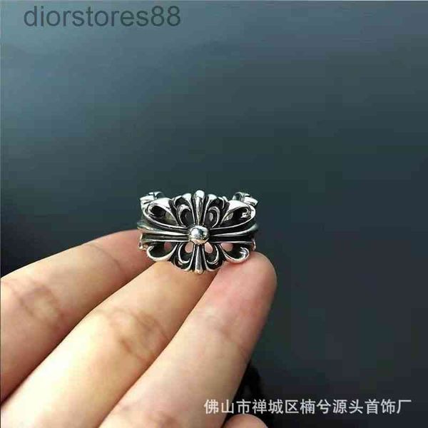 

ring croquet men's and women's fashion open crusader flower cross, Silver
