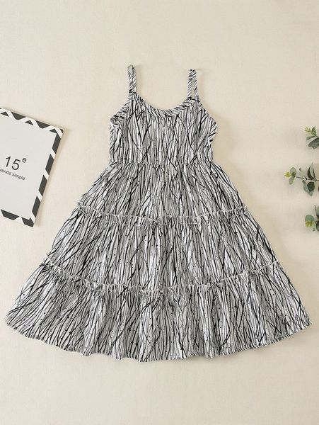 

girls allover print layered hem cami dress she, Red;yellow