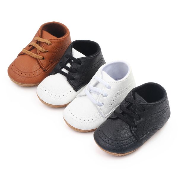 

Baby Shoes Girl Boy PU Leather Rubber Soft-sole Non-slip Infant Toddler First Walkers Moccasins -18 Month, White