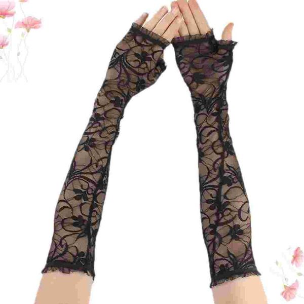 

elbow & knee pads 1 pair lace arm sleeve uv protection cover sleeves sunblock protector cooling for (black), Black;gray
