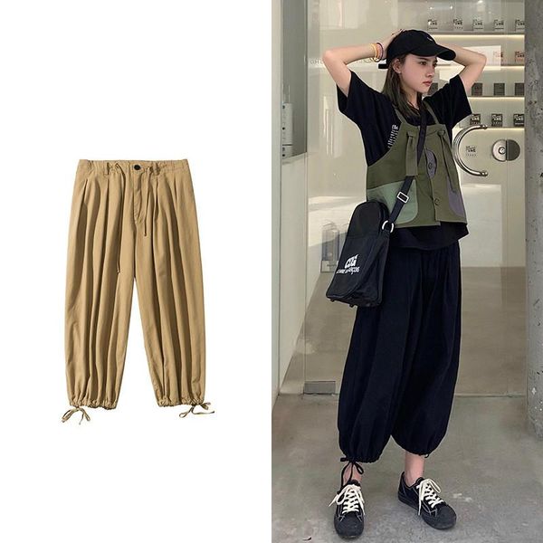 

men's pants 2021 summer fashion trend haren cotton casual loose trousers active elastic hip hop joggers sweatpants m-2xl, Black