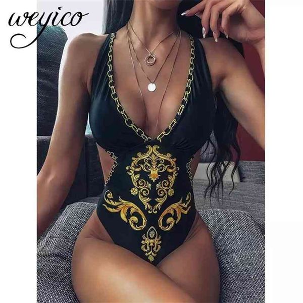 

swimsuit women swimwear female backless bodysuit print bathing suit monokini beachwear brazilian mujer biquini 210716, White;black