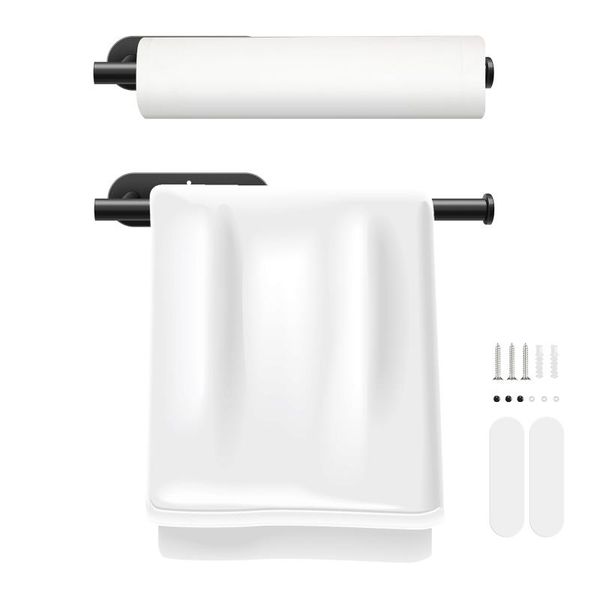 

toilet paper holders 2pcs kitchen roll punch & screws mount holder stainless steel bathroom tissue towel accessories rack