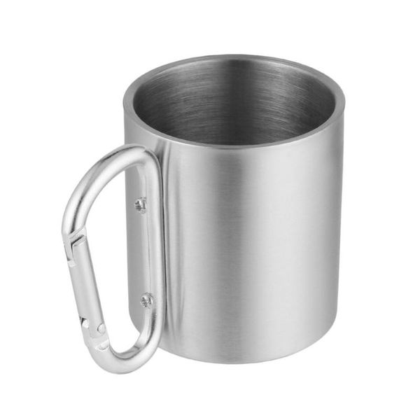 

hydration packs outdoor stainless steel water tea coffee mug self lock carabiner handle cup for camping hiking climbing portable drop