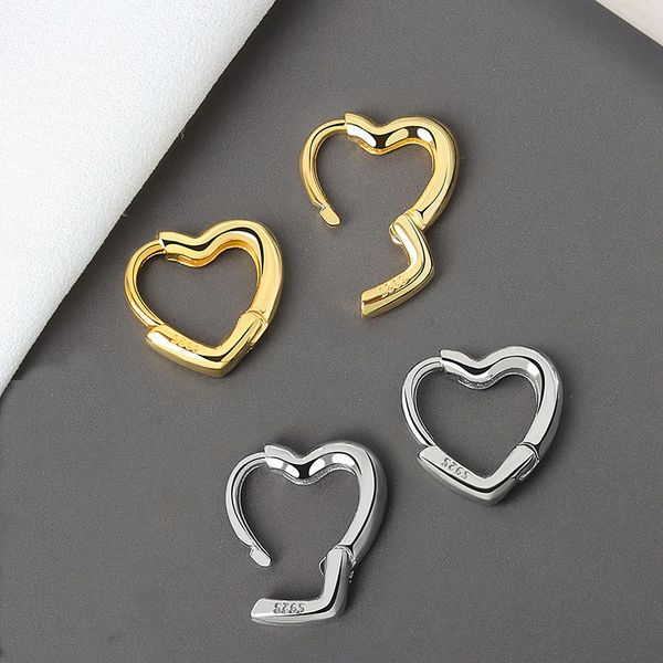 

huggie qmcoco 925 silverÂ simpleÂ heart shape-shape small stud earrings glamorous women fashion jewelry party accessories, Golden;silver