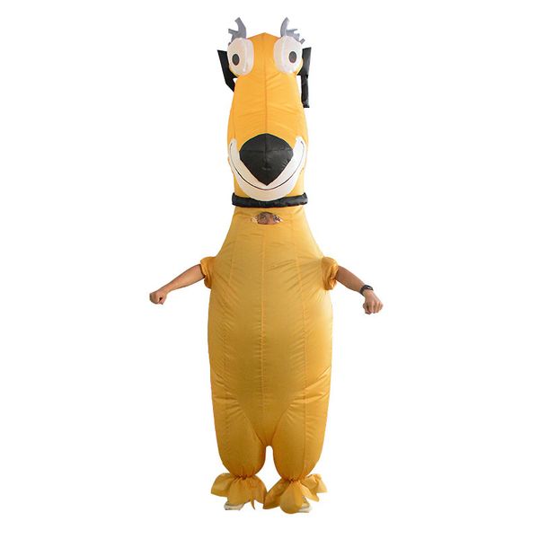 Mascot CostumesNova Adulto Animal Amarelo Cão Inflável Trajes Bruxas Funny Papel Jogar DISFRAZ ANIVERSÁRIO ESCOLA Performance DressmasCot