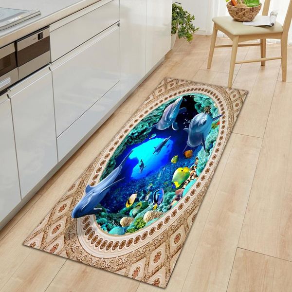 

carpets 3d underwater world kitchen mat entrance doormat bedroom floor decoration living room carpet bathroom non-slip rug long strip