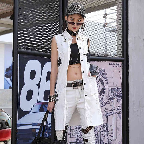 

meades of length new style vest white support european personality long 2021 jacket spring and autumn cow alphabet, Black;brown