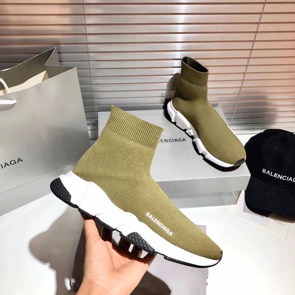 

speed1 with box,dust bags,invoice luxurys designers handmade shoe shoes for mens and womens elastic textiles sneakers slipper -5, Red;white