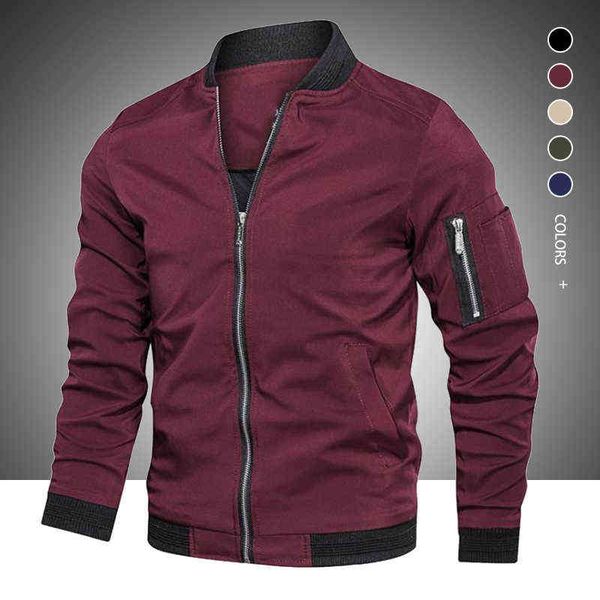

autumn winter mens casual jacket fashion zip up slim fit caots male trend baseball bomber jacket man brand overcoat 211110, Black;brown