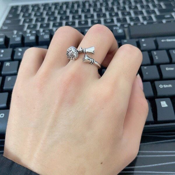 

cluster rings 925 sterling silver lotus opening index finger female ring retro personality, Golden;silver