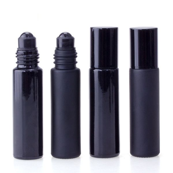 

10ml crystal roller vial matte black essential oil perfume packing bottle
