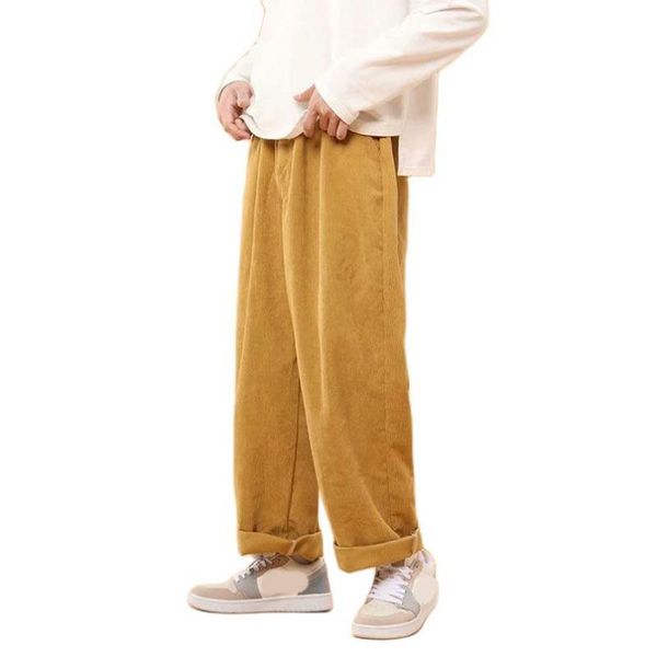 

men's pants spring autumn japan harajuku corduroy men women american oversized straight baggy trousers harem wide leg 2021, Black