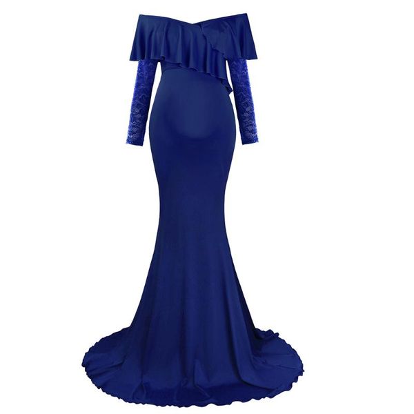 

ruffles maternity pography props dresses lace long pregnancy dress for baby shower elegence pregnant women maxi gown 2021, White