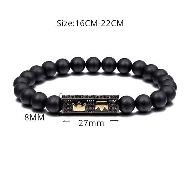 

3pcs/set men woman bead bracelet royal crown charm bangle natural beads buddha bracelet for women and mens pulseras masculinabracelets, Golden;silver