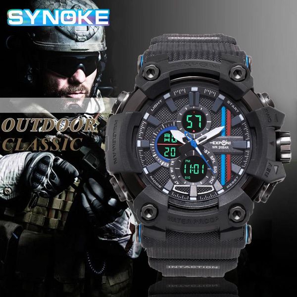 

wristwatches synoke brand digital watch men sport watches for led electronic clock quartz waterproof military army men's wristwatch, Slivery;brown
