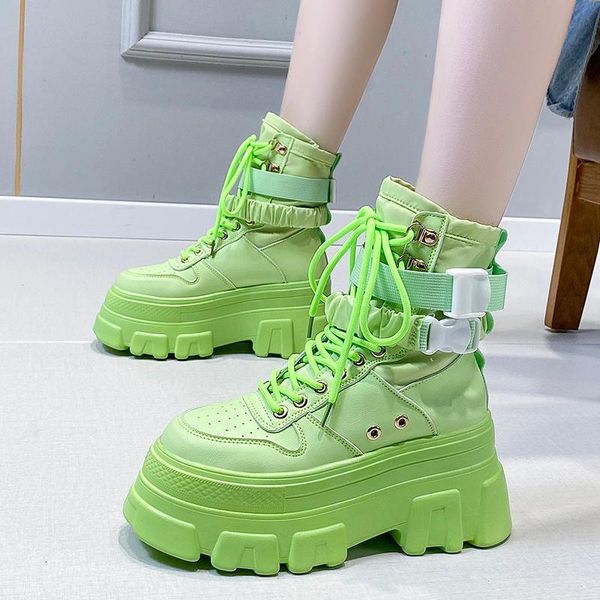 

boots punk style women ankle thick sole short booties buckle straps platform shoes woman ladies knight boot autumn botas mujer, Black