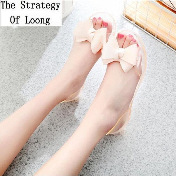 

sandals summer fashion women bowknot peep toe crystal hollow shallow beach ladies plastac slip-on jelly shoes 0321 ktck, Black