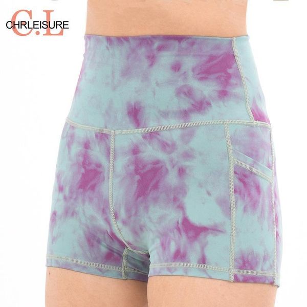 

women's shorts chrleisure high waist women fashion tie dye running scrunch exercise ladies with pocket fitness, White;black
