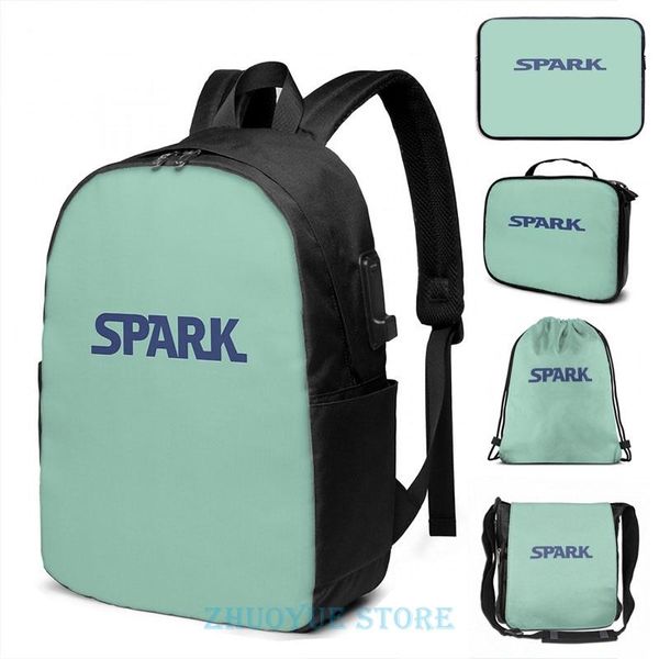 

backpack funny graphic print spark - watamote usb charge men school bags women bag travel laptop