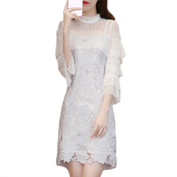 

casual dresses tajiyane summer dress women korean style ladies 2021 light purple lace elegant daily fashion vestido zl023, Black;gray