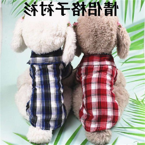 

pet plaid shirt cool summer dog clothing teddy cat mini