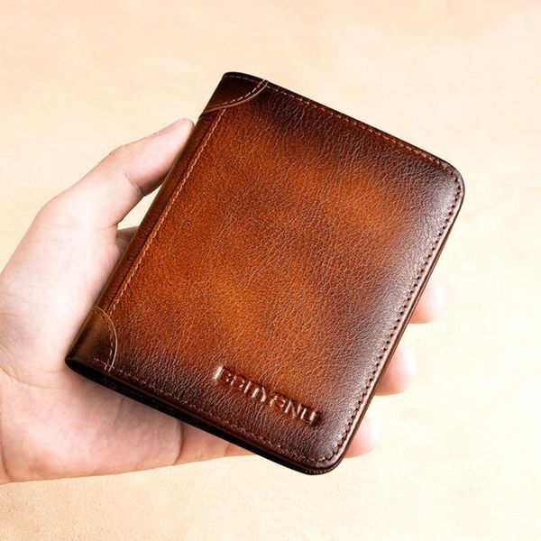 

wallets 2021 high fashion men's leather short wallet luxury designer purse for male thin mens slim card natural skin1, Red;black