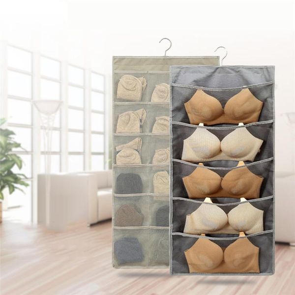 

storage boxes & bins 30 grid hanging bag oxford cloth pocket organizer wall double-sided underwear socks bra xnc