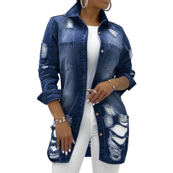 

women's jackets 2021 solid turn-down collar jean jacket for women loose casual blue fashionable coats female outwear denim feminine, Black;brown