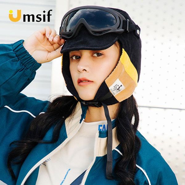 

trapper hats women&men warm windproof bomber with glasses 2021 winter men cotton patchwork pilot hat for women thick visors male cap, Blue;gray