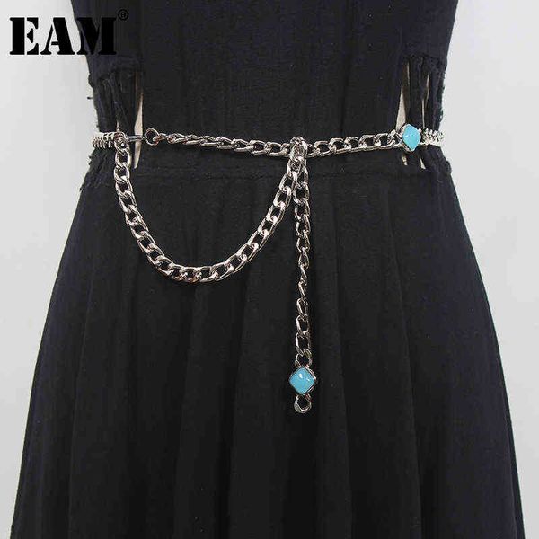 

[eam] pu leather sliver color cool mental long belt personality women new fashion tide all-match spring autumn 2022 1de6017 aa220312, Black;brown