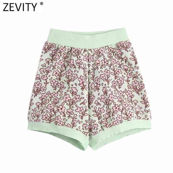 

women vintage floral print patchwork jacquard knitting shorts female chic casual slim summer pantalone cortos p1025 210416, White;black