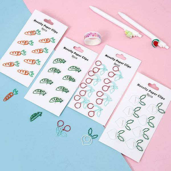 

bookmark 8pcs cherry carrot paper clip set creative cute metal exquisite book mark page folder office school supplies stationery