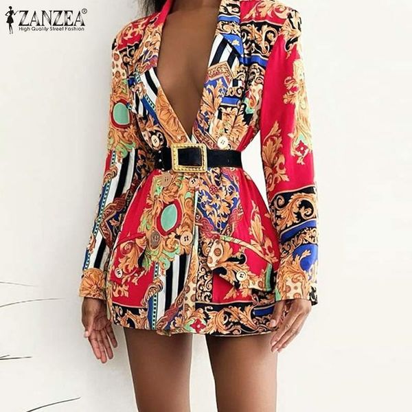 

women's blouses & shirts full sleeve suit lapel printing unlined button blouse fashion bohemian elegant casual colorful work blazer w, White
