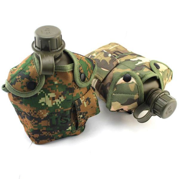 

set water bottle kettle canteen with aluminum bowl and storage bag for hiking camping outdoors random color outdoor bags