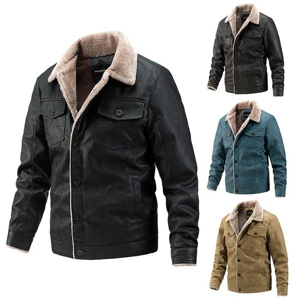 

men's jackets pu leather jacket men hip hop motorcycle slim street fashion black biker coat stand collar zipper outwear faux fur, Black;brown