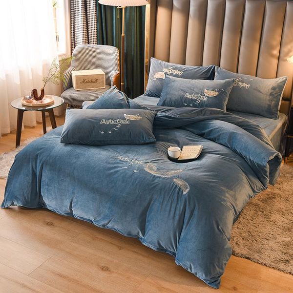 

bedding sets kids set baby king size bedroom designer bed sheet 4 pcs elastic velvet nordic blue tagesdecke zz50cp