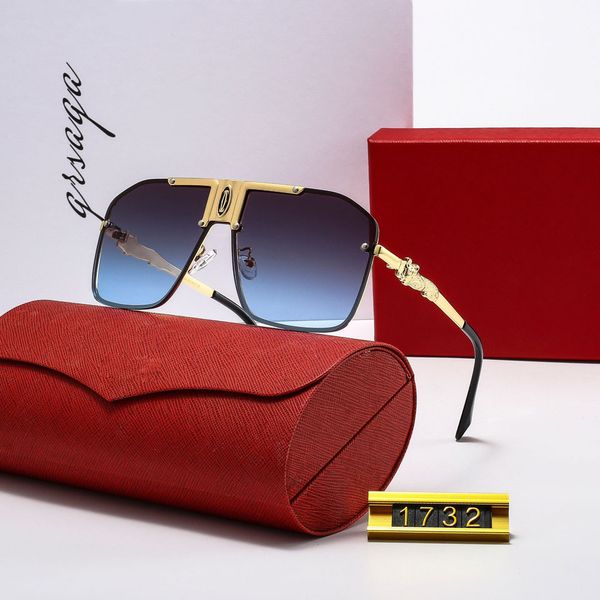 

square cut edge classic windproof luxury sunglasses two-tone gradient color frameless outdoor leisure uv protection leopard head fashion sun, White;black