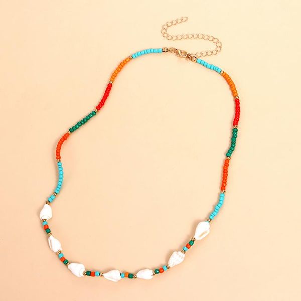 

chains moloye 2021 fashion color rice bead conch necklace female bohemian style wild shell personality exaggerated, Silver