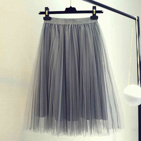 

skirts summer tulle women fashion high waist mesh knee-length ball gown double-deck female pleated 424r, Black