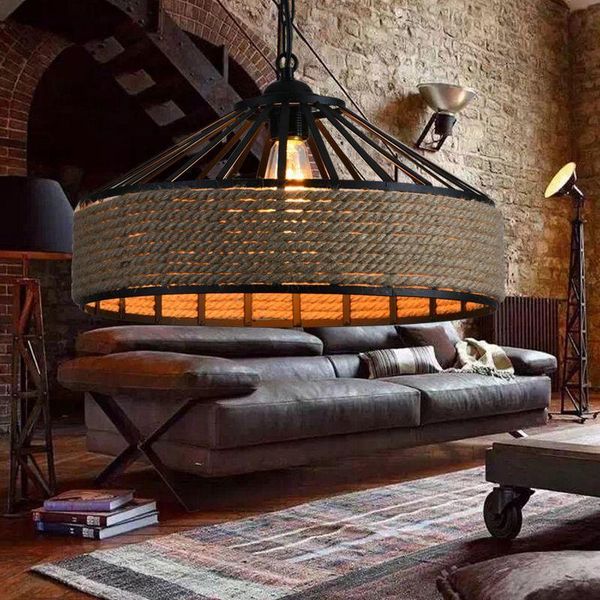 

pendant lamps nordic simplicity iron art lights living room decoration dining bar hanging lamp cafe rope shade