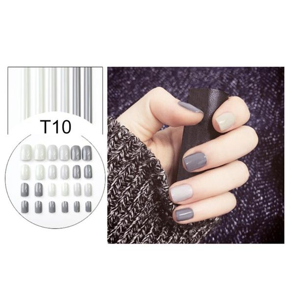 

false nails 24pcs full cover solid color fake nail art design with adhesive glue tab press on tips fnished, Red;gold