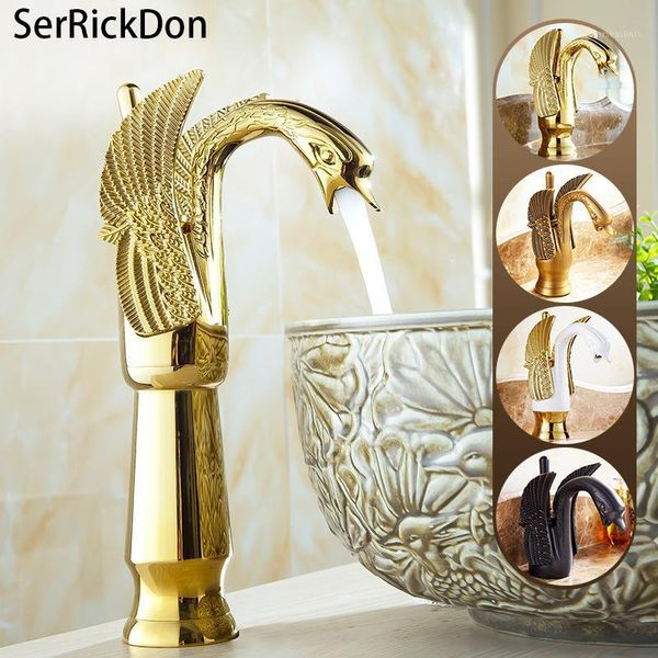 

gold swan basin tap bathroom faucet ceramic plate spool holder deck mounted single handle brass faucets sink1