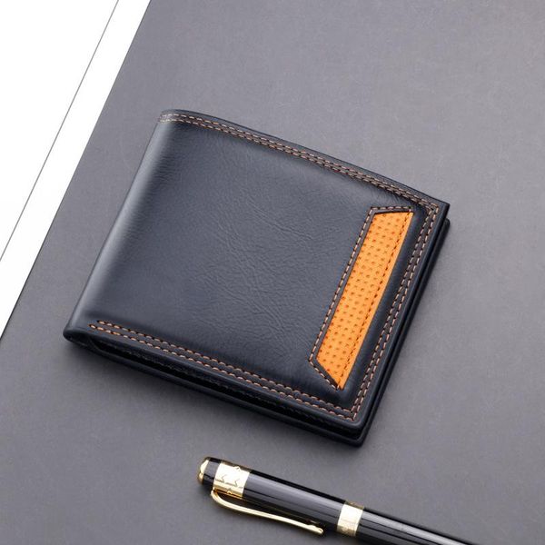 

wallets men's leather wallet multi-card short card/id holders coin purses luxury business mens carteira masculina, Red;black
