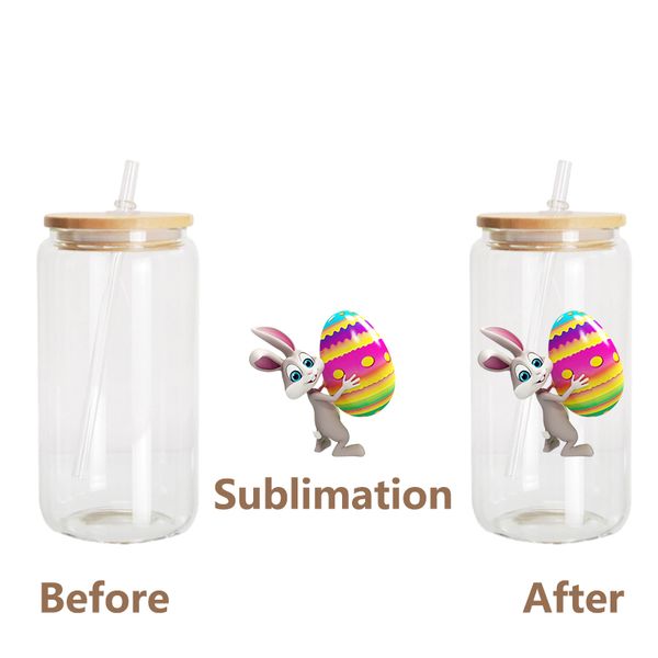 12 Unzen/16 Unzen Sublimation Klarglas kann leer DIY Wein Tumbler gefrostet Cola Jar mit Bambus Deckel Outdoor Picknick Kaffee Milch Tasse