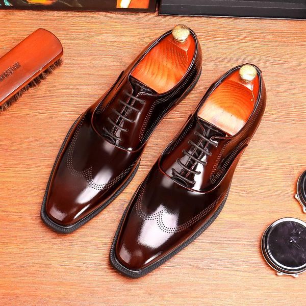 

dress shoes men original leather carved suit genuine black laces designer brand brogues wedding phenkang 2022