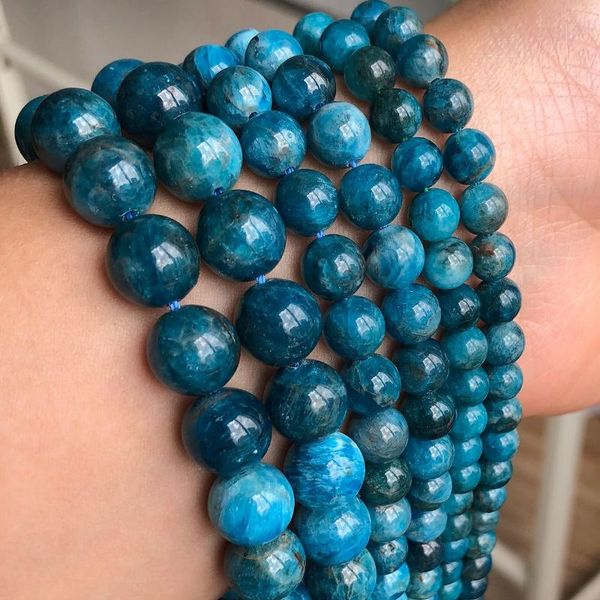 

other 6/8/10/12mm natural stone beads dark blue apatite loose round for jewelry making diy bracelet wholesale