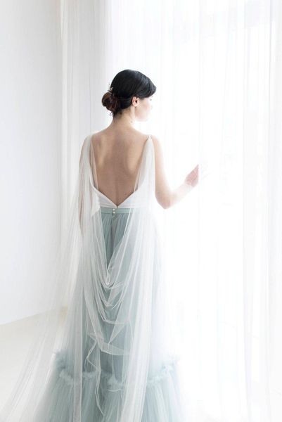 

bridal veils cape veil - wedding custom color draped, Black