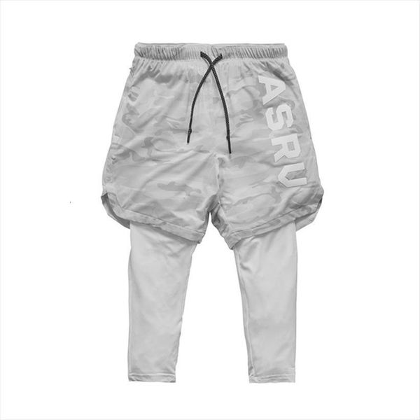 

2 in 1 calf women pants length summer fitness jogger shorts running workout quick dry training gym athletic fit, Black