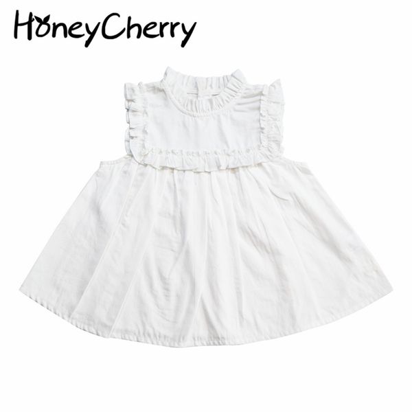 

summer girls lace sleeveless shirt baby cute blouse fashion cloths 210702, White;black